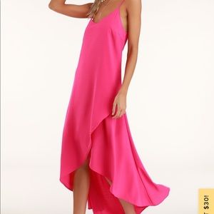 Lulus Bright Pink High-Low Maxi Dress